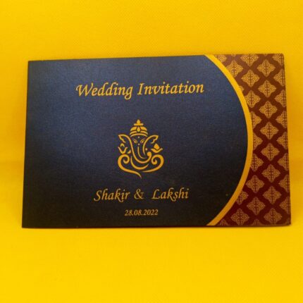 Blue with Gold Design wedding invitation