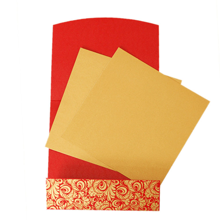 Floral Red gold wedding invitation (RE-200) – Akaram Cards