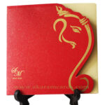 Dark red with gold wedding invitation