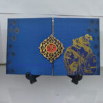 Blue with Gold wedding invitation