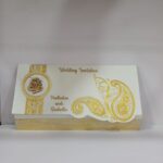 White- yellow long wedding invitation (RM-561)
