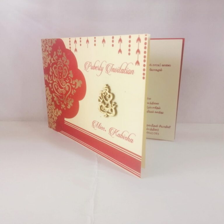 Golden Ganesh Kankotri Invitation Card – Akaram Cards