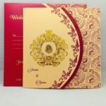 Cream with Maroon Wedding Invitation Card