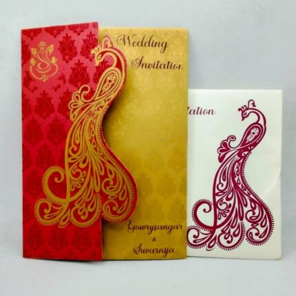 Golden Peacock Wedding Invitation