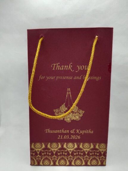 Maroon and Gold Colour Gift Bag