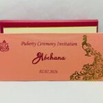 Pink  Folding Puberty Ceremony Invitation.