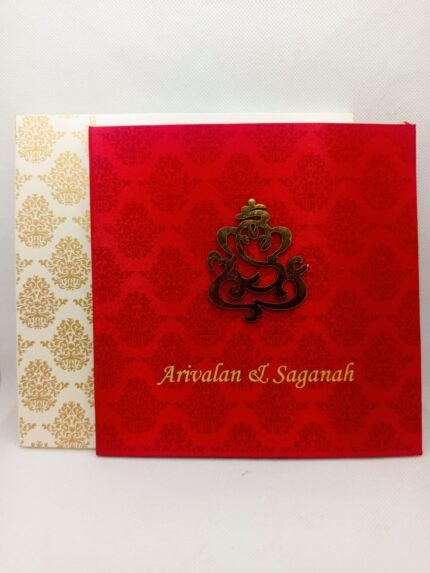 Red Satin Wedding Invitation.