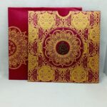Maroon and Gold Pocket Wedding Invitation