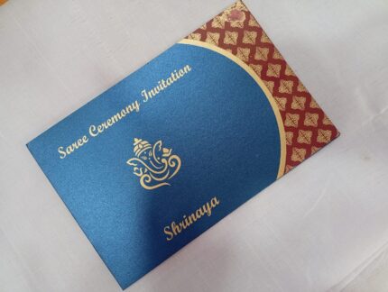 Hindu Blue Colour Wedding Invitation
