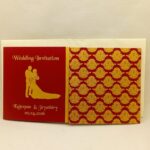 Door Open Small Maroon Colour Wedding Card