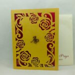 Gold and Red Rose Laser Cut wedding Invitation
