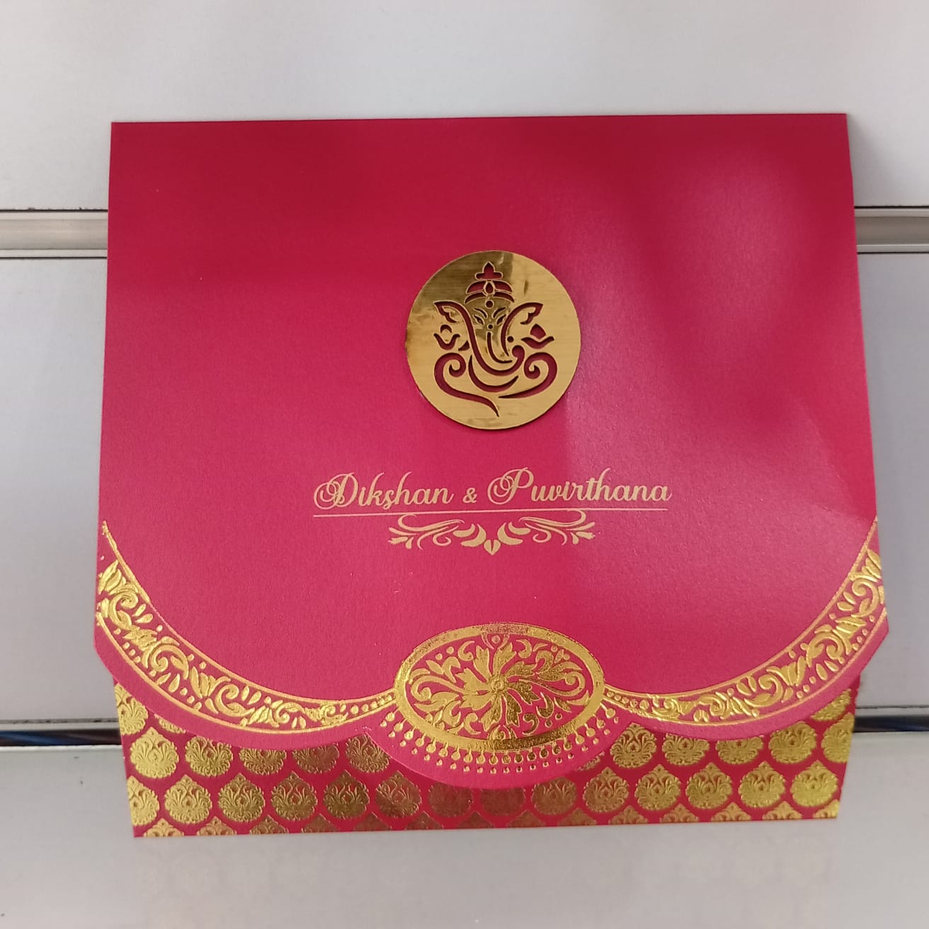 WhatsApp Image 2026-05-21 at 2.23.50 PM Red Gold Foil Wedding Invitation - Image 1
