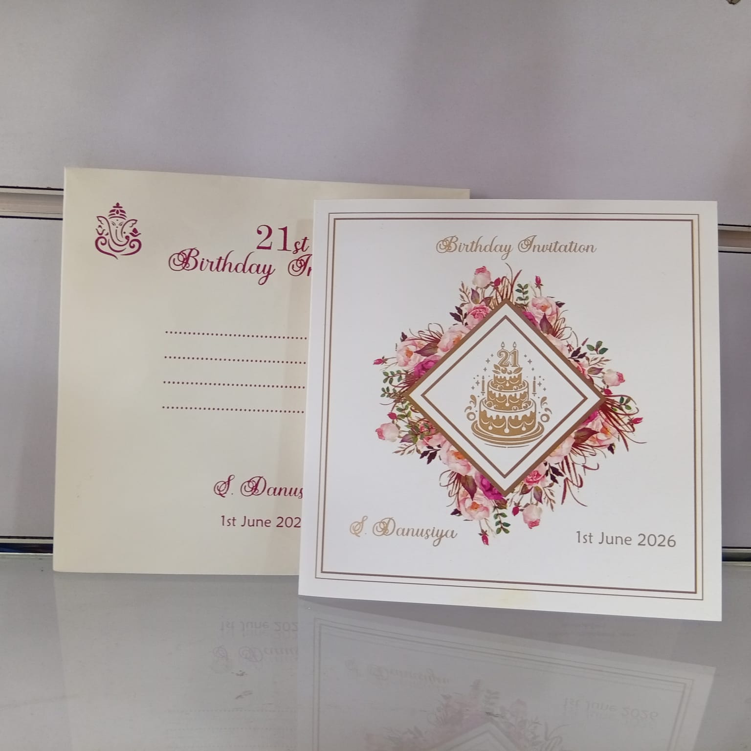 trytry Digital Flower Design Birthday Invitation. - Image 1