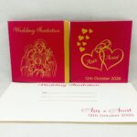Red Colour Door Open Small Wedding Invitation